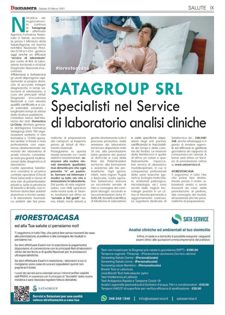 Articolo di giornale su Sata Service